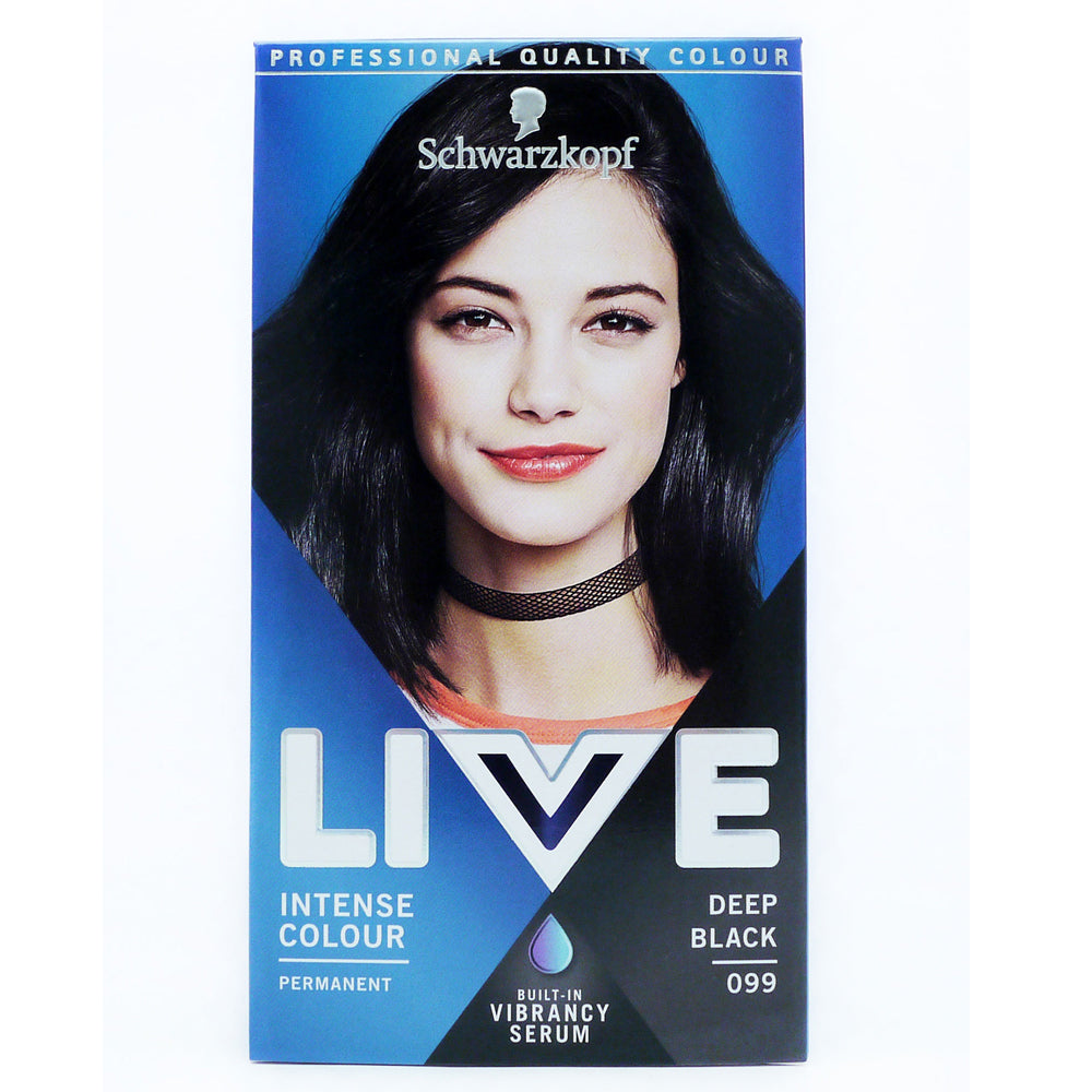 Schwarzkopf LIVE Intense Colour Deep Black 099 Permanent Hair Dye | High Quality Hair Care Product Online - Product Image Schwarzkopf LIVE Intense Colour Deep Black 099 Permanent Hair Dye | High Quality Hair Care Product Online - Product Image